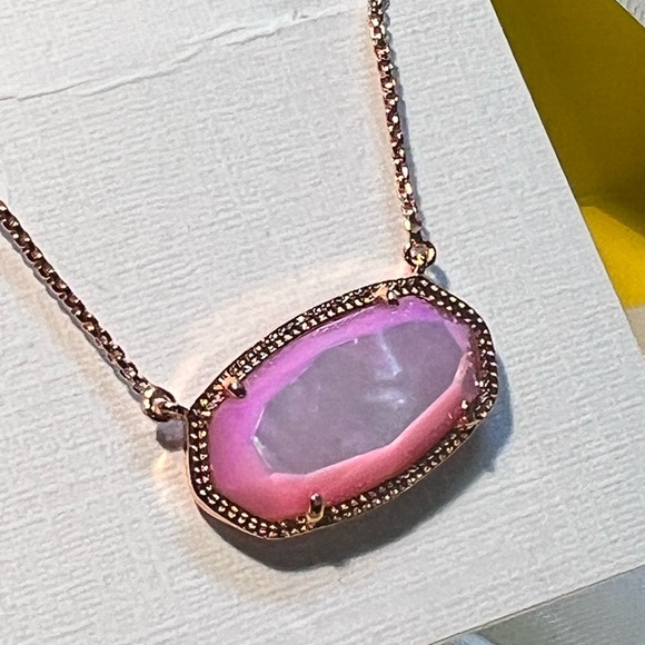NWT Kendra Scott Delaney Necklace Lavender Pearl & Rose Gold Rare & Retired😊 - Picture 5 of 14